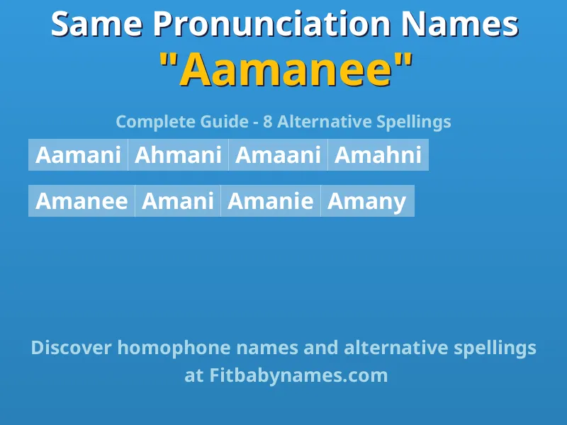 Infographic: Aamanee same pronunciation names, similar names, and homophone names
