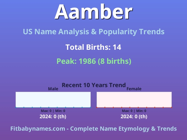 Infographic: Aamber name meaning, origin, and popularity trends in the United States (US baby name analysis chart)