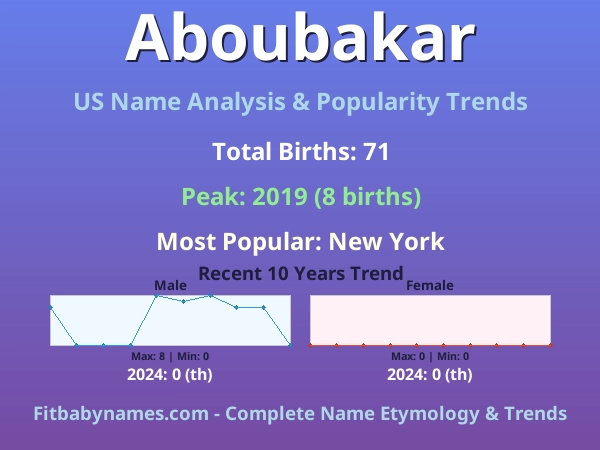 Infographic: Aboubakar name meaning, origin, and popularity trends in the United States (US baby name analysis chart)