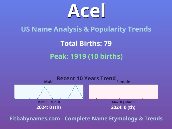 Infographic: Acel name meaning, origin, and popularity trends in the United States (US baby name analysis chart)