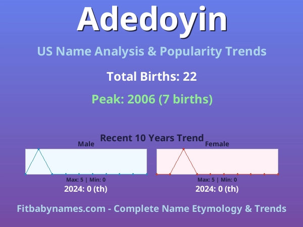Infographic: Adedoyin name meaning, origin, and popularity trends in the United States (US baby name analysis chart)