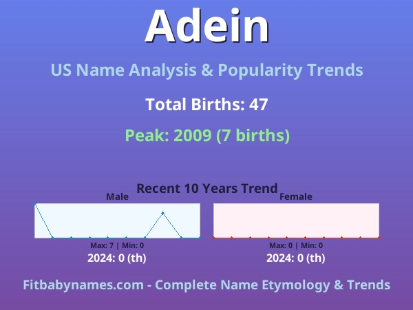 Infographic: Adein name meaning, origin, and popularity trends in the United States (US baby name analysis chart)