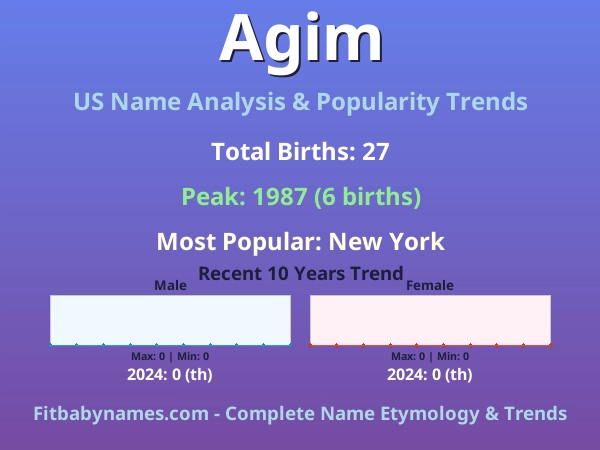 Infographic: Agim name meaning, origin, and popularity trends in the United States (US baby name analysis chart)