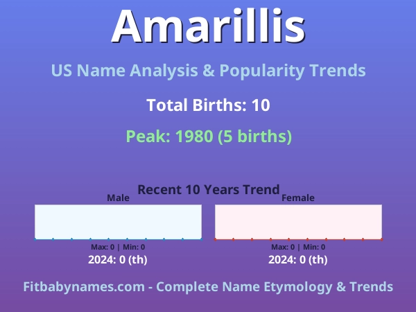 Infographic: Amarillis name meaning, origin, and popularity trends in the United States (US baby name analysis chart)