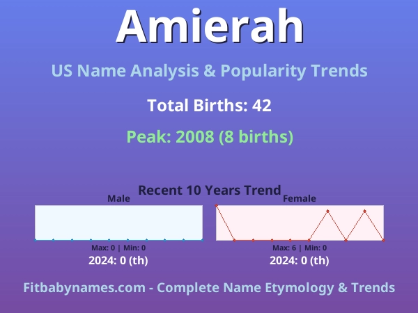 Infographic: Amierah name meaning, origin, and popularity trends in the United States (US baby name analysis chart)