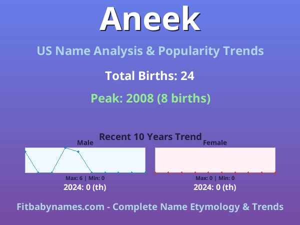 Infographic: Aneek name meaning, origin, and popularity trends in the United States (US baby name analysis chart)