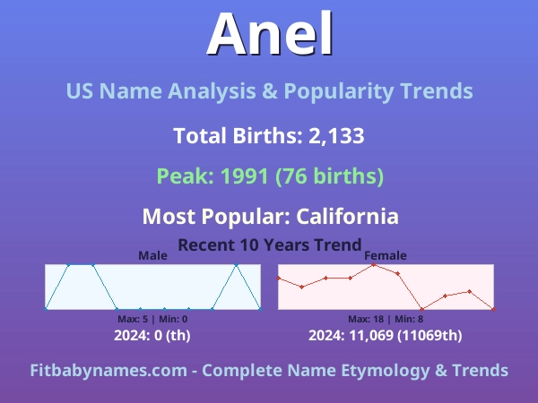 Infographic: Anel name meaning, origin, and popularity trends in the United States (US baby name analysis chart)