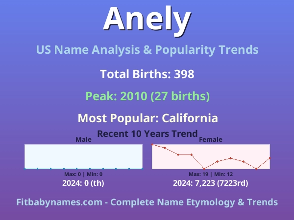 Infographic: Anely name meaning, origin, and popularity trends in the United States (US baby name analysis chart)