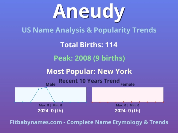 Infographic: Aneudy name meaning, origin, and popularity trends in the United States (US baby name analysis chart)