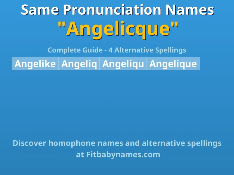 Infographic: Angelicque same pronunciation names, similar names, and homophone names