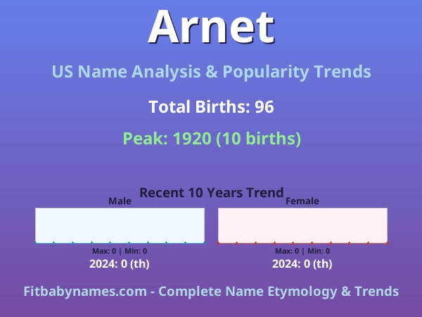 Infographic: Arnet name meaning, origin, and popularity trends in the United States (US baby name analysis chart)