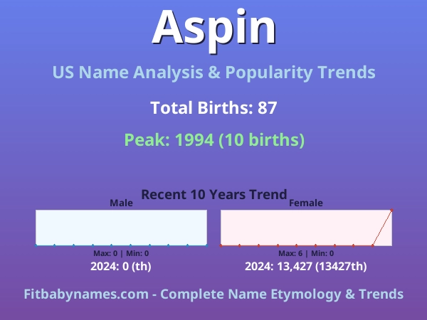 Infographic: Aspin name meaning, origin, and popularity trends in the United States (US baby name analysis chart)