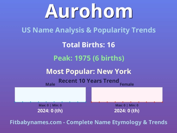 Infographic: Aurohom name meaning, origin, and popularity trends in the United States (US baby name analysis chart)