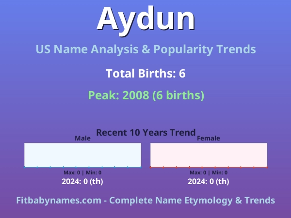 Infographic: Aydun name meaning, origin, and popularity trends in the United States (US baby name analysis chart)