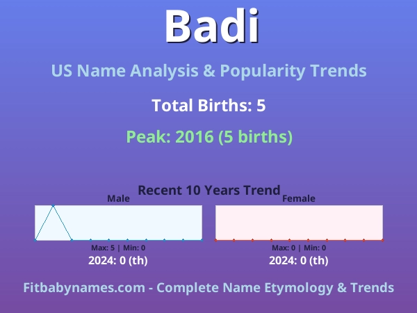 Infographic: Badi name meaning, origin, and popularity trends in the United States (US baby name analysis chart)