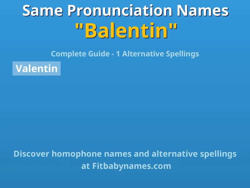 Infographic: Balentin same pronunciation names, similar names, and homophone names