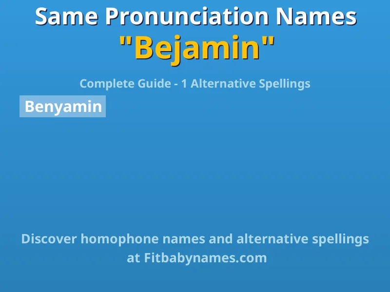 Infographic: Bejamin same pronunciation names, similar names, and homophone names