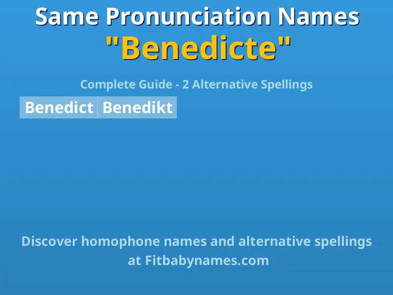 Infographic: Benedicte same pronunciation names, similar names, and homophone names