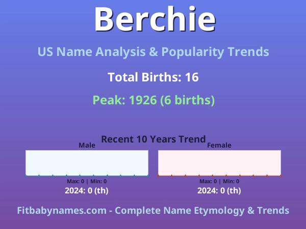 Infographic: Berchie name meaning, origin, and popularity trends in the United States (US baby name analysis chart)