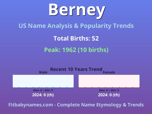 Infographic: Berney name meaning, origin, and popularity trends in the United States (US baby name analysis chart)