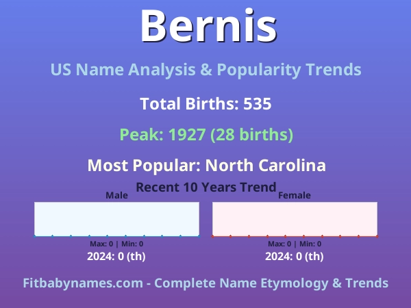 Infographic: Bernis name meaning, origin, and popularity trends in the United States (US baby name analysis chart)