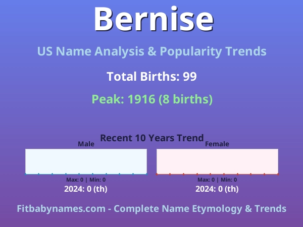 Infographic: Bernise name meaning, origin, and popularity trends in the United States (US baby name analysis chart)