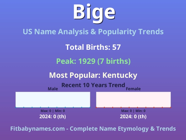 Infographic: Bige name meaning, origin, and popularity trends in the United States (US baby name analysis chart)