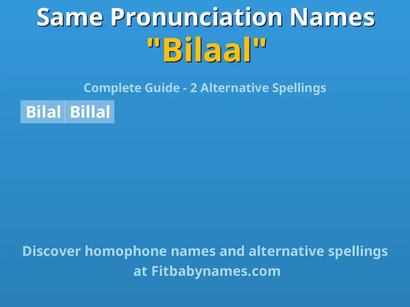 Infographic: Bilaal same pronunciation names, similar names, and homophone names