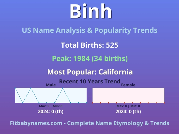 Infographic: Binh name meaning, origin, and popularity trends in the United States (US baby name analysis chart)