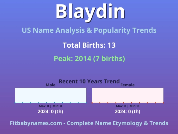 Infographic: Blaydin name meaning, origin, and popularity trends in the United States (US baby name analysis chart)
