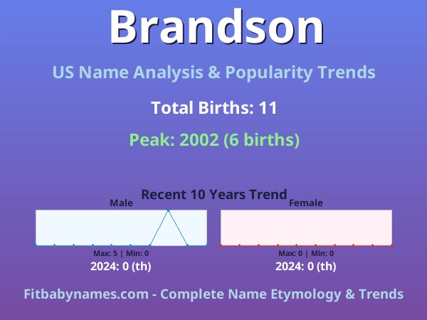 Infographic: Brandson name meaning, origin, and popularity trends in the United States (US baby name analysis chart)