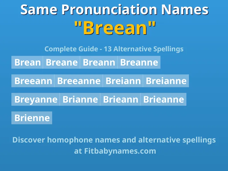Infographic: Breean same pronunciation names, similar names, and homophone names