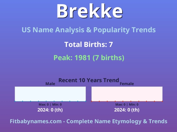 Infographic: Brekke name meaning, origin, and popularity trends in the United States (US baby name analysis chart)