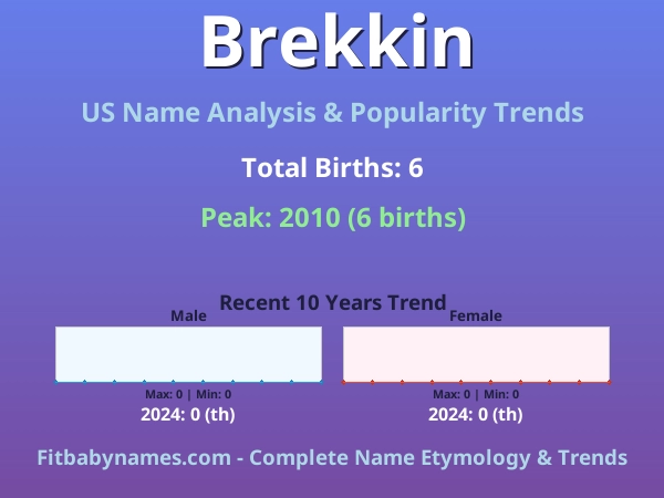 Infographic: Brekkin name meaning, origin, and popularity trends in the United States (US baby name analysis chart)
