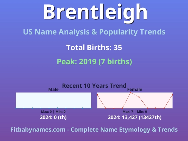 Infographic: Brentleigh name meaning, origin, and popularity trends in the United States (US baby name analysis chart)