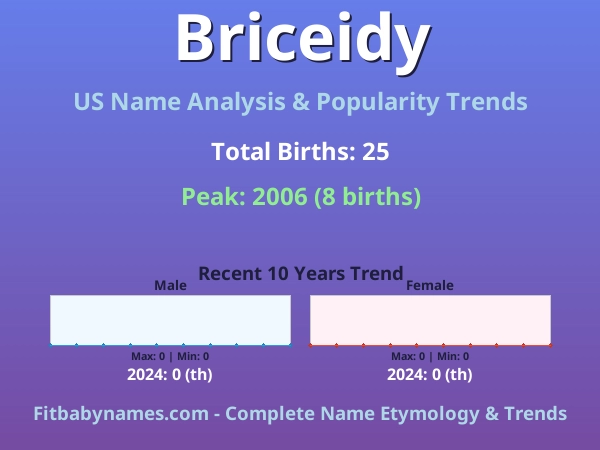 Infographic: Briceidy name meaning, origin, and popularity trends in the United States (US baby name analysis chart)