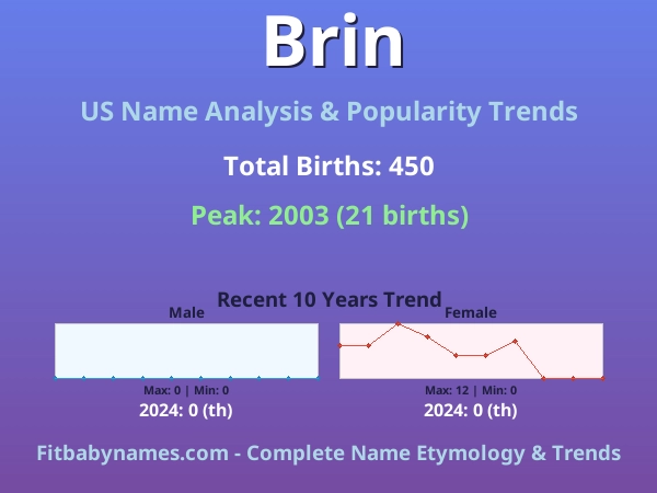 Infographic: Brin name meaning, origin, and popularity trends in the United States (US baby name analysis chart)