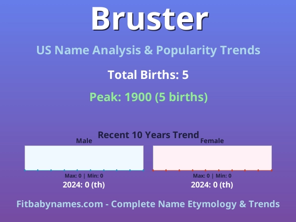 Infographic: Bruster name meaning, origin, and popularity trends in the United States (US baby name analysis chart)