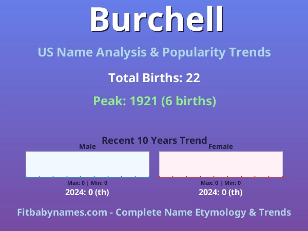 Infographic: Burchell name meaning, origin, and popularity trends in the United States (US baby name analysis chart)