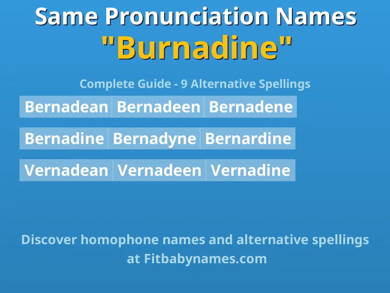 Infographic: Burnadine same pronunciation names, similar names, and homophone names