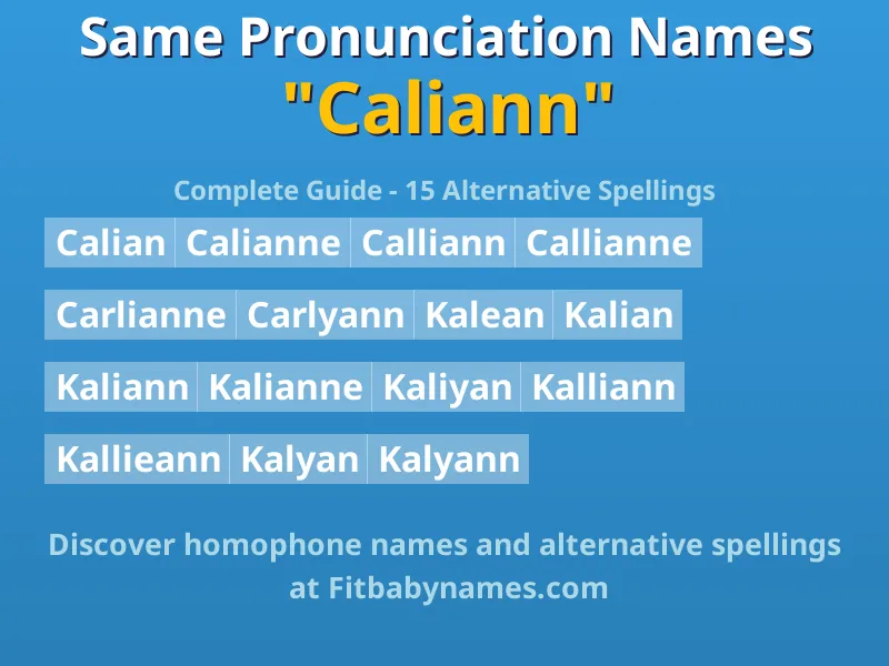 Infographic: Caliann same pronunciation names, similar names, and homophone names