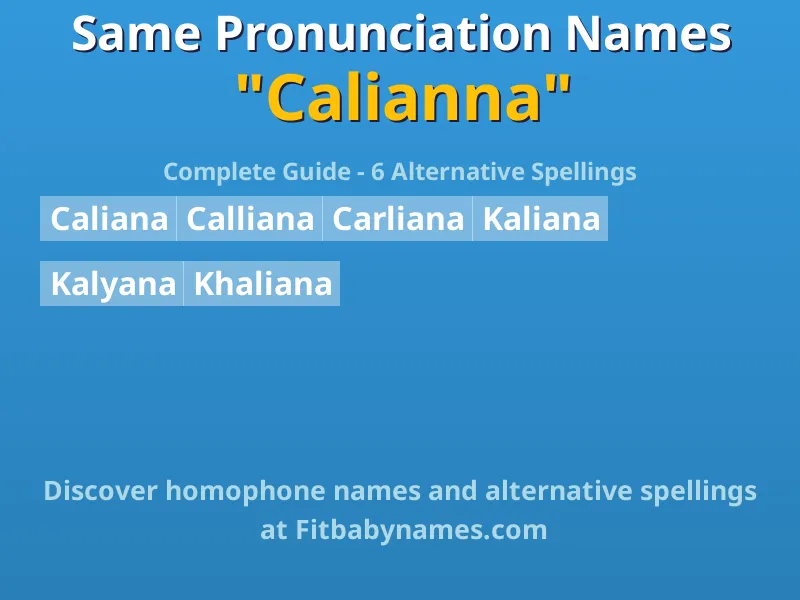 Infographic: Calianna same pronunciation names, similar names, and homophone names