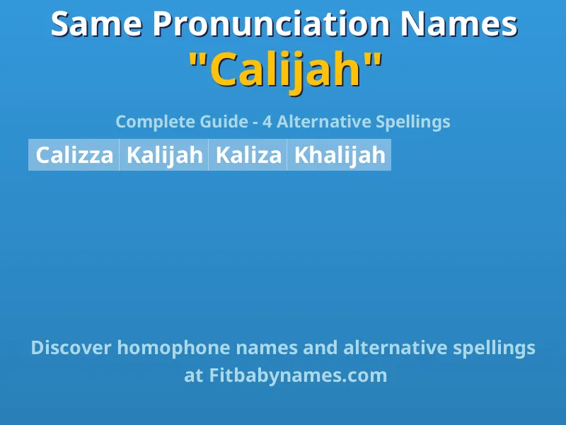 Infographic: Calijah same pronunciation names, similar names, and homophone names