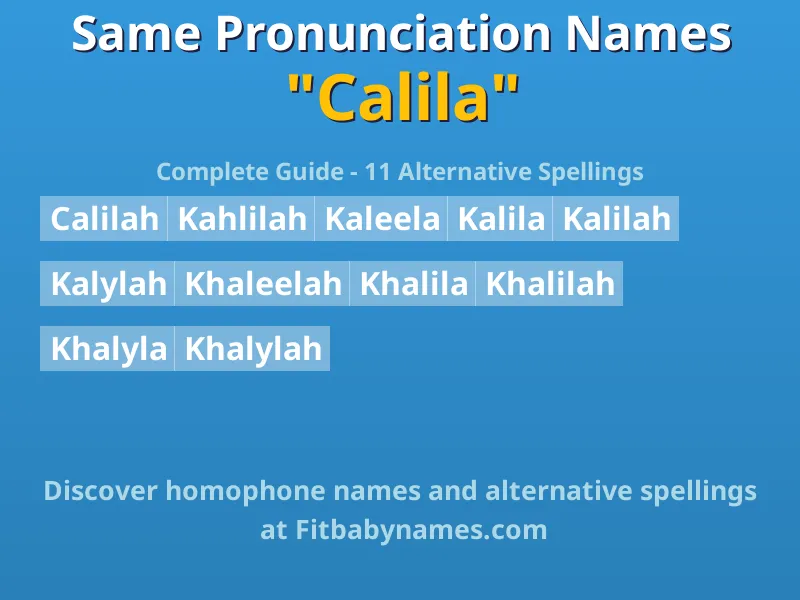 Infographic: Calila same pronunciation names, similar names, and homophone names