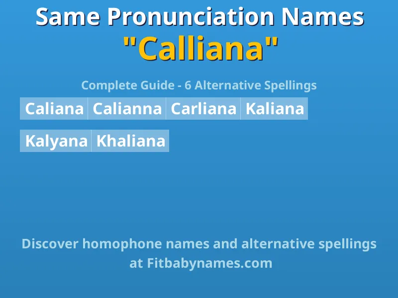 Infographic: Calliana same pronunciation names, similar names, and homophone names