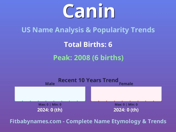 Infographic: Canin name meaning, origin, and popularity trends in the United States (US baby name analysis chart)