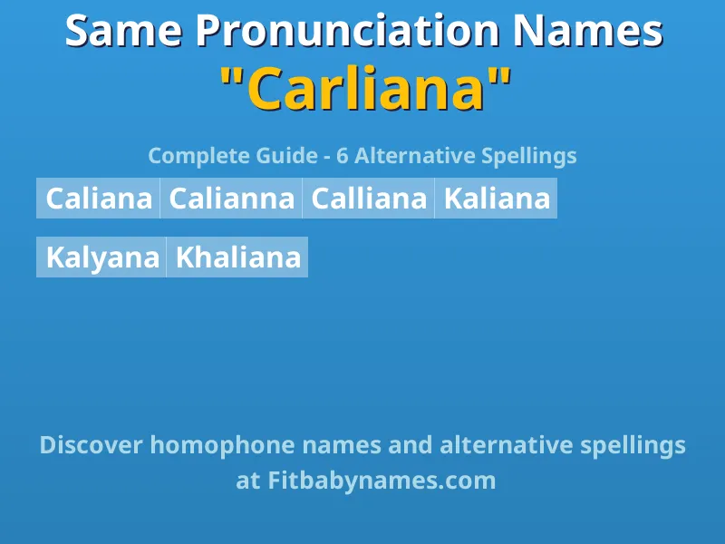 Infographic: Carliana same pronunciation names, similar names, and homophone names
