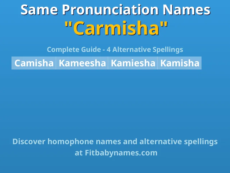 Infographic: Carmisha same pronunciation names, similar names, and homophone names