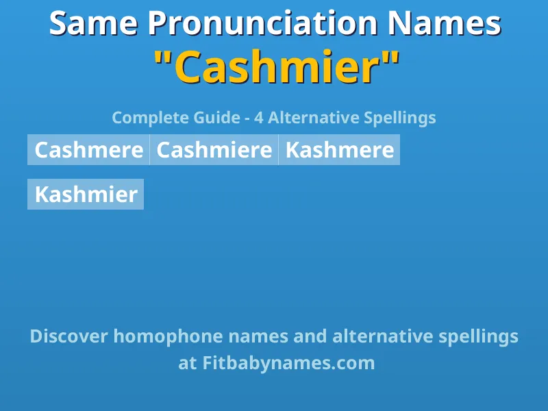 Infographic: Cashmier same pronunciation names, similar names, and homophone names