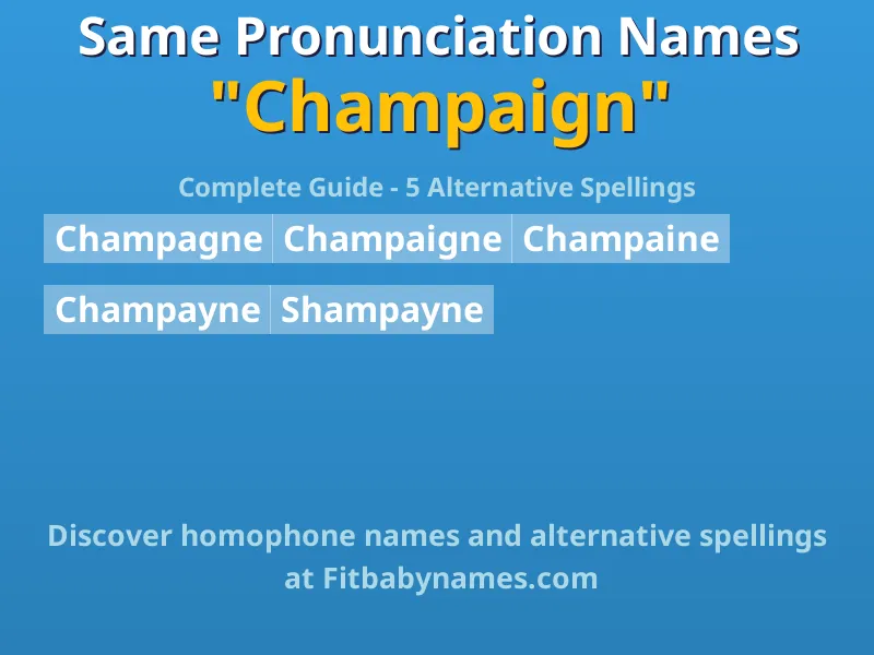 Infographic: Champaign same pronunciation names, similar names, and homophone names